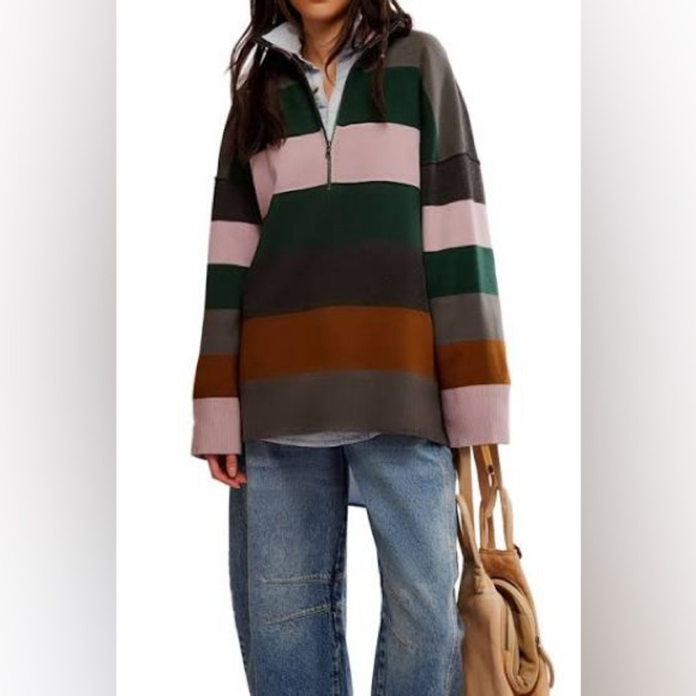 Free People Coastal Stripe Pullover like new
